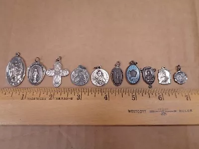 10 Vtg Sterling & 800 Silver Catholic Metals Creed Chapel Saints Miraculous + • $26