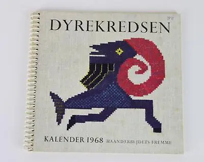Haandarbejdets Fremme Calender 1968 Cross Stitch Zodiac Patterns Dyrekredsen • $37.49