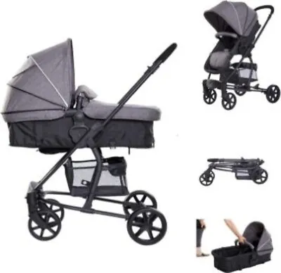 RICCO Baby 2-in-1 Foldable Buggy Stroller Pushchair With Reversible Seat • £99.99