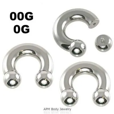 0g 5/8  Internally Threaded Steel Ball Horseshoe Prince Albert Gauge Piercing • $15.99