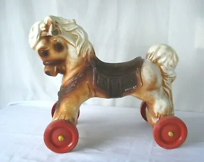 Vtg Coaster Riding Toy  Wonder Horse  On Wheels Hard Plastic Pony Gabriel U.S.A. • $74.99