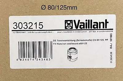 Vaillant EcoTEC EcoMAX Boiler Flue Sliding Sleeve Ø 80/125mm 303215 New & Boxed • £22.99