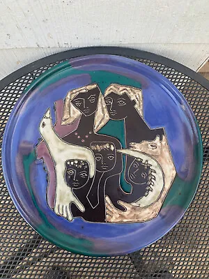 Mexico Stoneware Art Pottery *Large Plate Charger* Family Bird Bear Signed MARA • $45