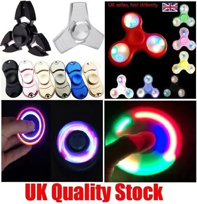 LED Flashing Fidget Hand Spinner Finger Tri-Spinner Light Up Stress Release Toys • £1.99