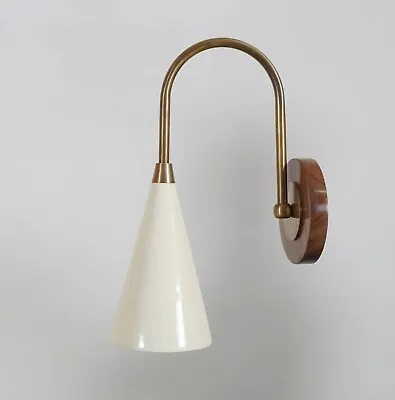 Mid Century Style Wall Mount Lamp Beside Wall Sconce Walnut Brass Wall Sconce • $140