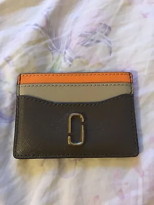 $54.99 • Buy Marc Jacobs Grey Orange Leather Multi Logo Zip Wallet Coin Card Limited