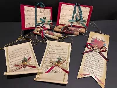 Vintage Sheet Music Instruments Christmas Ornaments Set Of 7 • $30