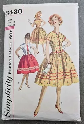 1960s Simplicity Dress Sz 14 Miss 3430 VTG Sewing Pattern Bust 34 W Jacket UNCUT • $12
