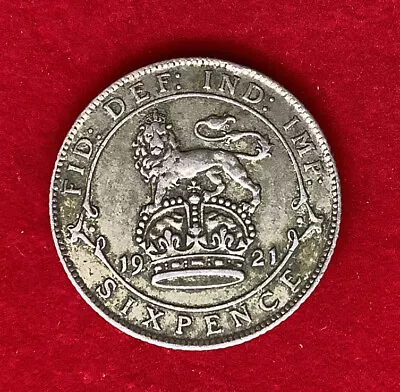 £2.75 • Buy King George V 1921 Silver Sixpence In Very Fine Condition