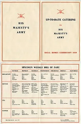 1939 Ideal Home Exhibition Army Recruiting Sample Menu • £75