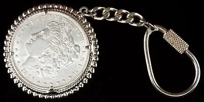 1896 Morgan Dollar Western Silver Tone Key Chain W/Screw Lock • $75