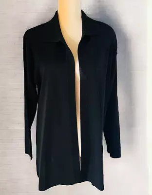 Exclusively Misook Cardigan Women Size L Black Open Front • $34