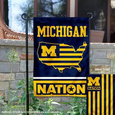 Michigan Team University Wolverines USA Stars And Stripes Garden Flag And Yard • $13.95