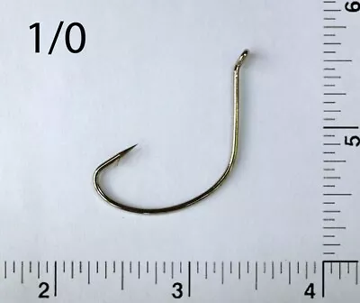 PACK OF 50 Size 1/0 TACKLEWORKS Offset Nickel Kahle Fishing Hooks Bent Eye Up • $6.25