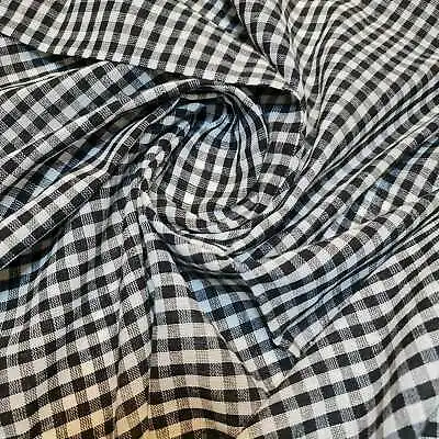 £3.99 • Buy 100% Cotton Fabric 1/8  Mini Check Gingham Squares 92cm Wide Tablecloth (Black)