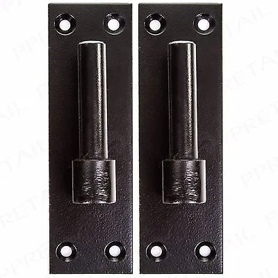 2 X Heavy Duty GATE HOOK For BAND HINGE PIN 16mm Bracket Black Door Lift Off • £11