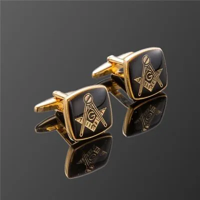 $16.85 • Buy Men Sleeve Cuff Links- Masonry Square And Compass With G Masonic Cuff Buttons