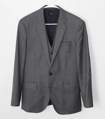 J Crew Ludlow Suit Jacket And Vest Tollegno Stretch Wool Fabric Grey 38 S • $74.99