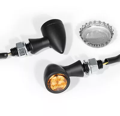 Mini Indicator Micro Bullet LED Set Black Tinted Aluminum ECE Chopper Bobber Custom  • $58.68