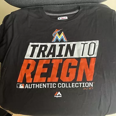 Majestic Athletic Shirt Men Size Medium Black Miami Marlins MLB Short Sleeve • $14