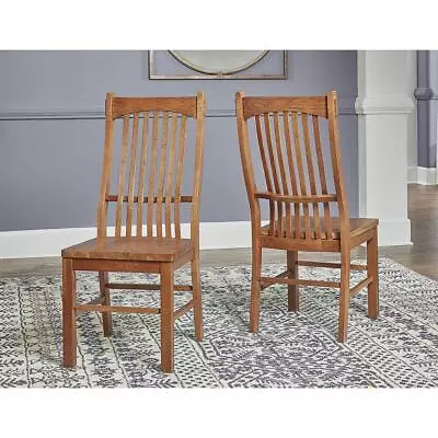 Laurelhurst Slatback Side Chair Contoured Solid Wood Seat Mission Oak... • $560