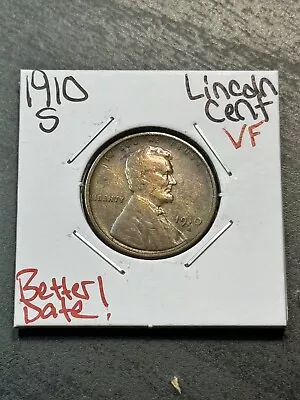 1910-S Lincoln Wheat Cent Penny VF+ Very Fine Better Date Coin (Raw11744) • $29.95