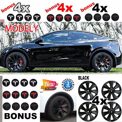 4 Matte Black For Tesla Model Y Wheel Cover Caps 19'' Rim Hubcap Hub Cap Set Of • $124.50