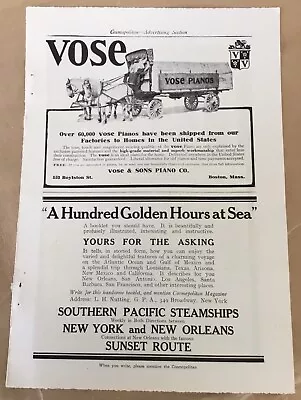 Vose & Sons Piano Print Ad 1908 Vintage 1900s Illustrated Decor Wagon Horses • $8