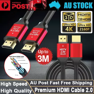 2Pack 3M LONG HDMI Cable V2.0 Ultra HD 4K 2160P 1080P 3D High Speed HEC ARC AU • $2.33