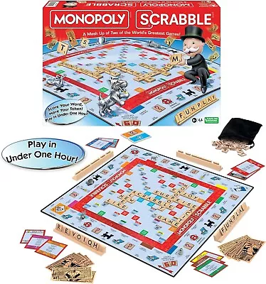 Monopoly Scrabble Board Game - Play In UNDER ONE HOUR - Game Night Kids & Adults • $29.90