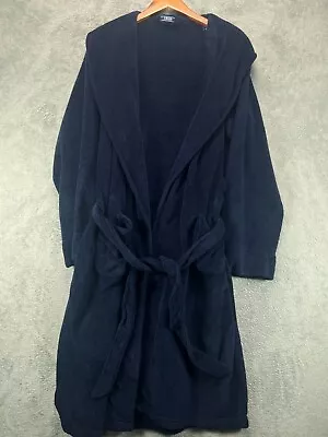 IZOD Bathrobe Lounge Robe Mens One Size Blue Plush Fleece Velour Belted Pockets • $27.88