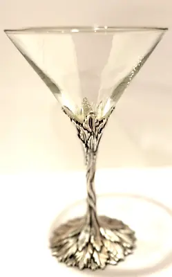 $25.99 • Buy Grey Goose Vodka 1 Martini Glasses Pewter Stems Twisted Leaf Feather 6.5  