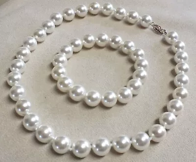 Stunning Vintage Majorica Large Pearls Set: Necklace & Bracelet • $185