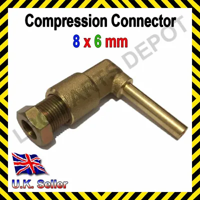£3.33 • Buy 8x6mm L-piece Compression Connector Copper Pipe Joint Coupling Gas Water Lpg