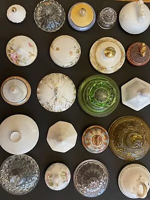 Vintage Trinket Box — Tops Only —Colorful Glass Floral Porcelain Crafting • $20
