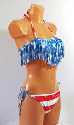 £14.76 • Buy Fringes Bikini Halter Bandeau Stars Stripes USA Gr.34, 36