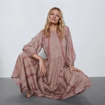 Zara Tie Dye Pink Boho Summer Women's Maxi Dress/ Size M • $35