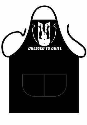 Menswomensblack Novelty Bbq Apron James Bond Theme Dressed To Grill As Adult • £9.95