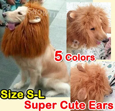 £5.51 • Buy Pet Costume Lion Mane Wig Dog Cat Halloween Clothes Fancy Dress Up With Ears #2