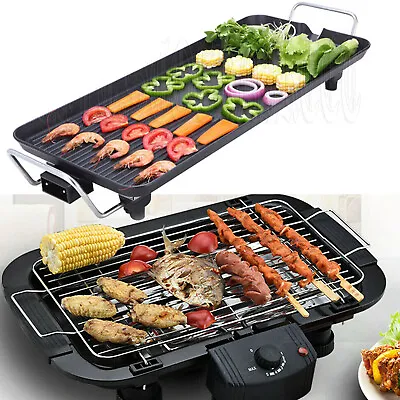 Electric Teppanyaki Table Top Grill Griddle Hot Plate Non-Stick Indoor Outdoor • £23.40