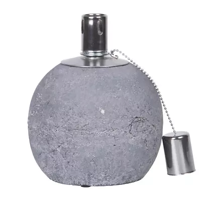 Garden Oil Lamp Burner Concrete Sphere Outdoor Patio Light Stainless Steel Top • £22.99