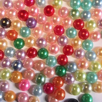 200x Half Pearl 8mm Flat-back Resin Beads - Choose Your Colour • £2.99