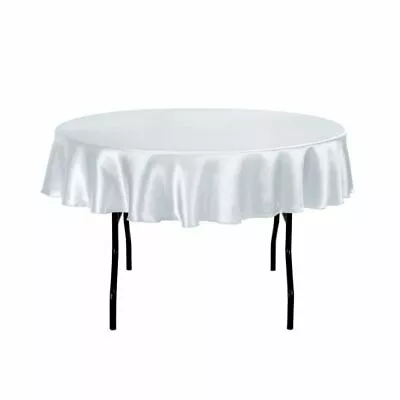 LinenTablecloth 70 In. Round Satin Tablecloths 33 Colors! For Event&Wedding • $7.99