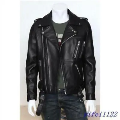 Mens Outwear Faux Leather Motorcycle Jacket Lapel Zip Short Slim Fit Coat Casual • $47.16