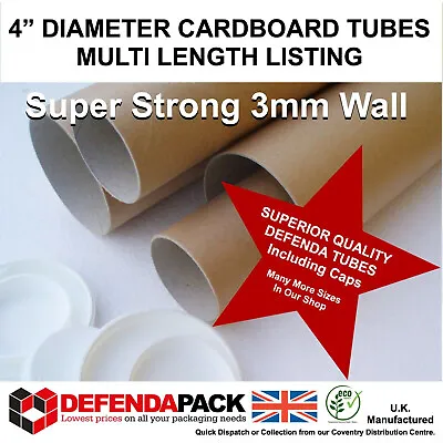 £16.53 • Buy A4 A3 A3+ A2 A1 A0 2A0 4A0  Size100mm10cm 4 WIDE DIAMETER Cardboard POSTAL TUBES
