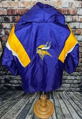 Minnesota VIKINGS HOODED Puffer Winter Jacket Youth XL Mens Small Reebok Starter • $59.99