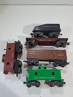 5 Marx Train O Gauge Railroad 8 Wheel Freight Cars (Flat Car Cattle Car Caboose) • $35