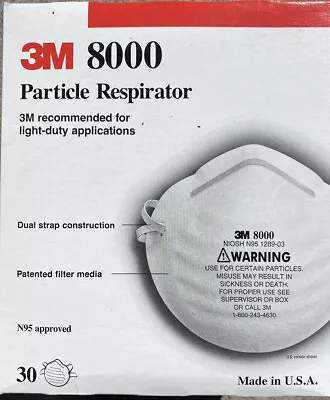 3M N95 8000 Particle Respirators Masks (30-Pack) • $11.99