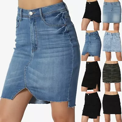 TheMogan S~3X Vintage Washed Jean Mid To High Waist Distressed Denim Mini Skirt • $20.29