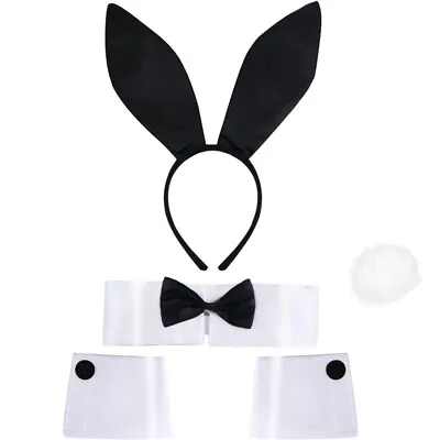 Women's Bunny Costume Set Rabbit Ear Headband Bow Tie Fancy Dress Bunny Girl UK • £6.86